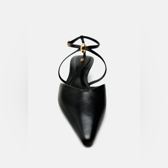ZARA STRAPPY LEATHER KITTEN HEEL SHOES SIZE 9 - Picture 2 of 10